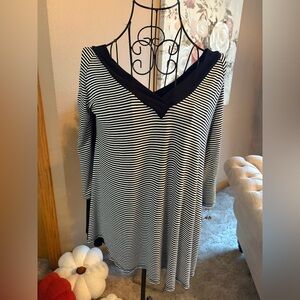 Emerald Black and White Striped Top.